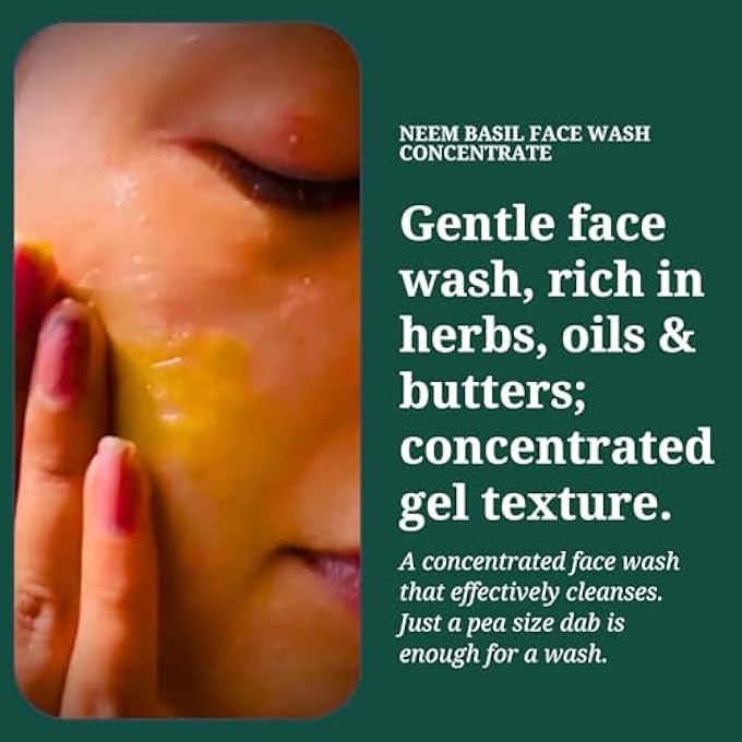 Rustic Art ORGANIC NEEM BASIL FACE WASH CONCENTRATE FOR DEEP CLEANSING | ANTI-BACTERIAL ANTI-FUNGAL | 50GM - Image 2